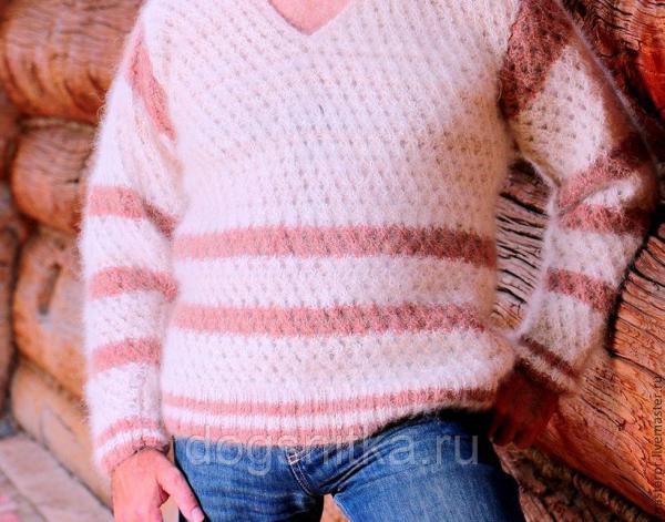 Пуловер мужской «Деревенское Утро» из собачьей шерсти Пряжа шерсть для холодной зимы